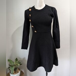 macy mccoy‎ sweater dress mini with sailor buttons black size sm